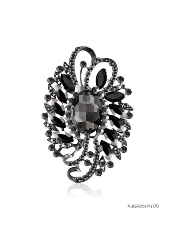 Jewelry - Large Crystal Floral Brooch Pin for Women Dress Hat Shawl Decoration